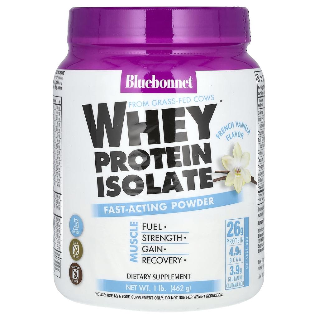 Bluebonnet Nutrition Whey Protein Isolate, French Vanilla Flavor, 1 Lb (462 G)