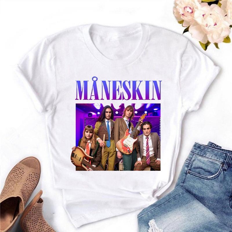 Graphic Tee Maneskin T Shirts Graphic Print Women Clothes Female Clothing Harajuku Short Sleeve T-Shirts 90S Top