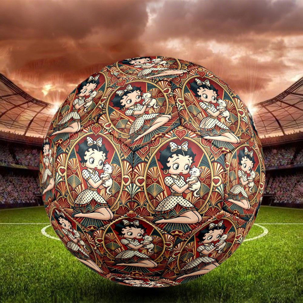 Betty Boop Print Size 5 Soccer Ball, Standard Match Football for Sports Game and Team Practice, Ideal Gift for Soccer Fans