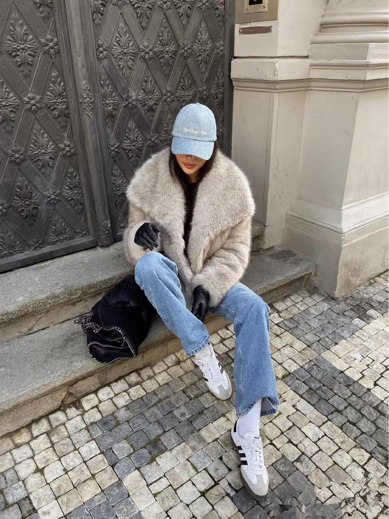 Высококачественное женское пальто из искусственного меха с большим лацканом – Стиль знаменитости, вдохновленный лисьим мехом