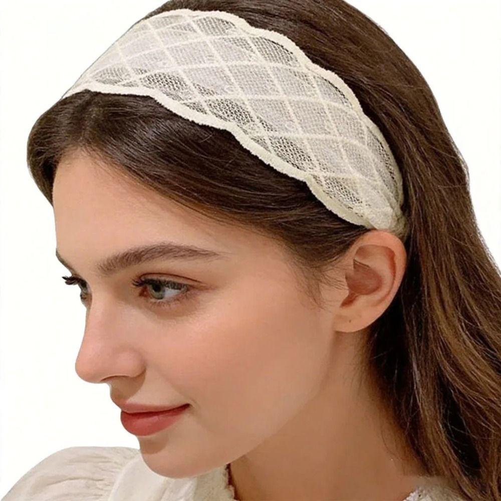 Mesh Lace Headband Lace Wide Edge Hair Hoop Elegant Bohemian Headwrap For Women Girls