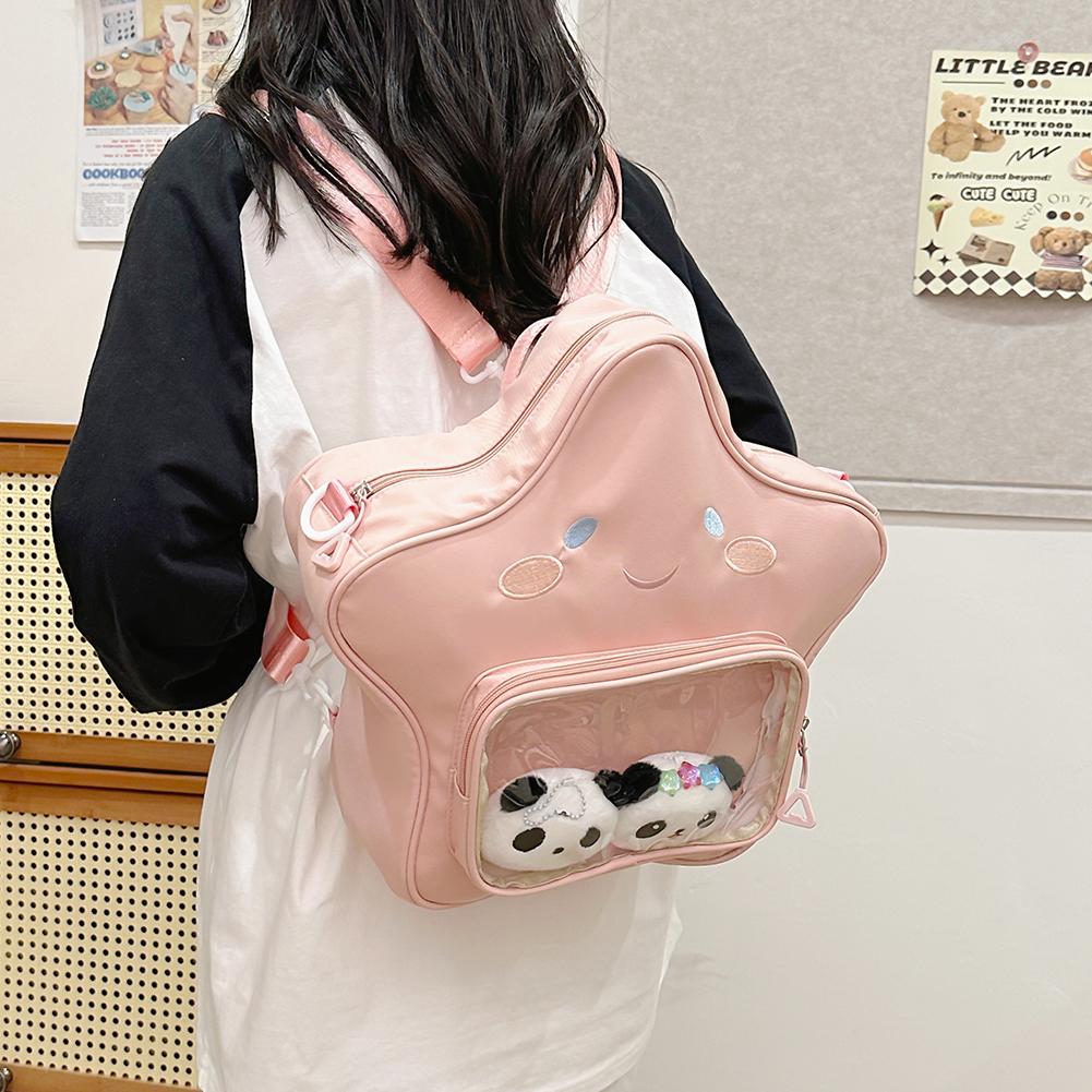 Kawaii рюкзак для женщин школьный рюкзак на молнии нейлоновый с прозрачным карманом рюкзак милый рюкзак для путешествий праздник