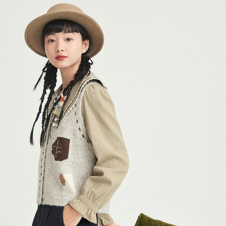 DIMANAF 2025 Осень Женский Безрукавный Вязаный Жилет на Пуговицах в Стиле Свитера Повседневный Свободный Короткий Свитер