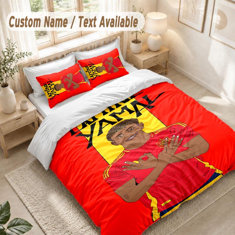 Lamine Yamal Bedding Set, 1 Duvet Cover & 2 Pillowcases Soft Comfortable Bedroom Home Textile Decor