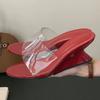 Fashion Transparent PVC Round Toe Open Toe Women Slope Heel Slippers Sexy Red Brand Design Elegant Casual Women Slide Pumps
