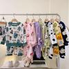 Детская фланелевая пижама из кораллового флиса - Мультяшная, с круглым вырезом, Утепленный велюровый комплект для мальчиков, девочек, малышей