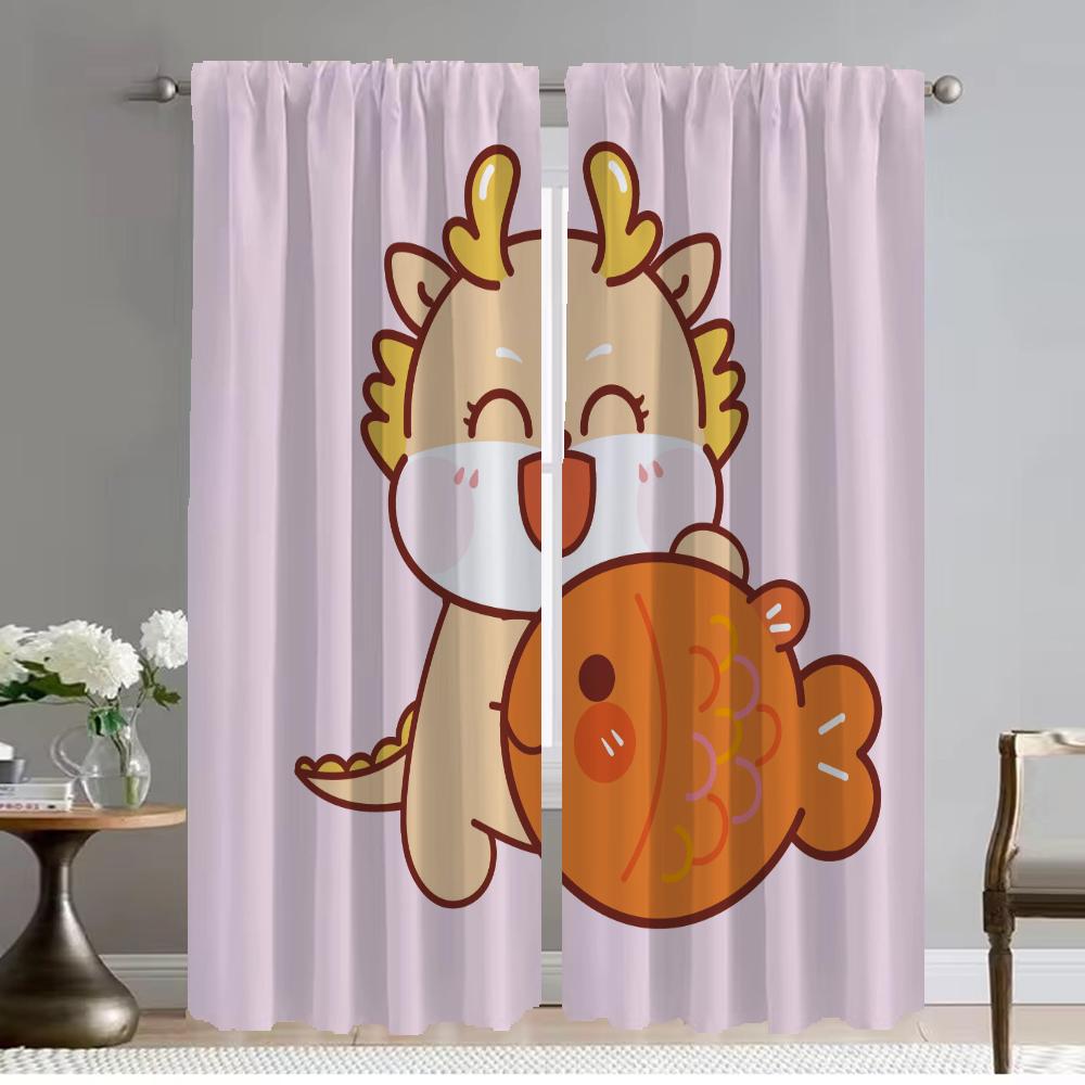 Шторы Little Wyvern для детской комнаты, шторы для окон, занавески для комнаты, 2 панели, тюль для спальни, украшение на Хэллоуин, гостиная
