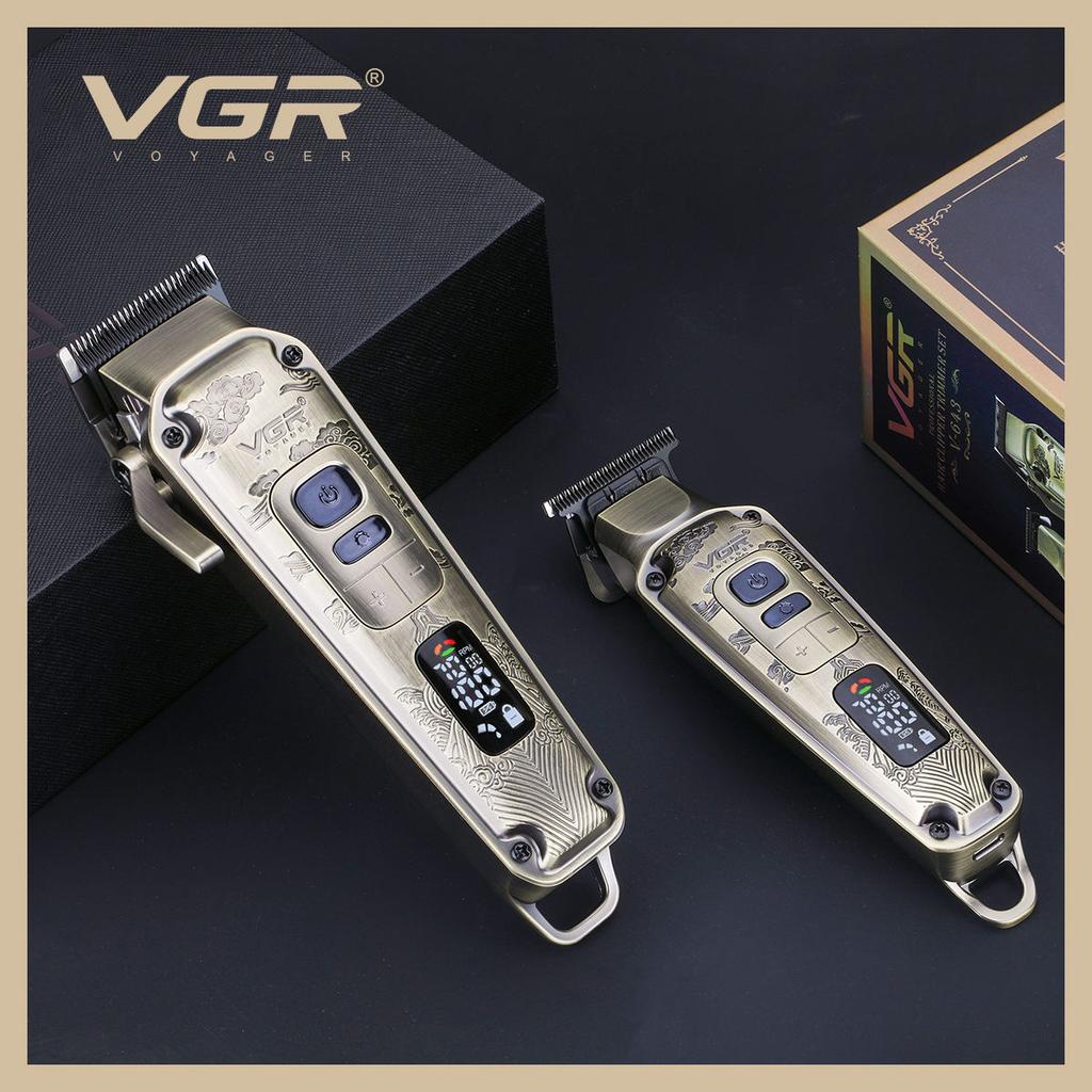 New VGR High-end Men's Hair Clipper with Retro Metal Body, Professional Hair Trimmer with LCD Digital Display and Push Shear Home Razor Shaver V-643