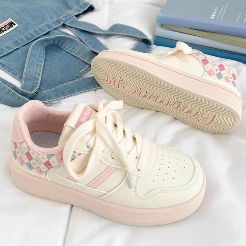 Модные женские кроссовки Осень Разноцветная клетка Женская обувь Дышащие на шнуровке Спортивная обувь Женские Удобные мягкие Беговые Повседневные туфли