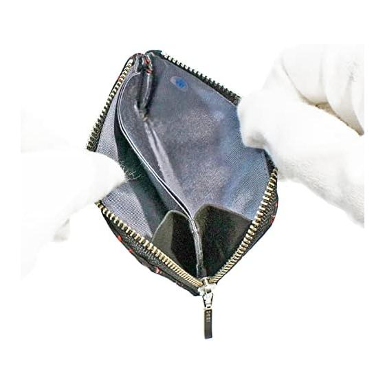 Inden-ya Inden Кошелек для монет F-Coin Case 05, Оленья кожа, Черная основа x Красный лак, Узор «Стрекоза», 1005-21-008, Натуральная оленья кожа с лаковым узором,