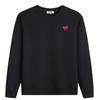 Unisex Cotton Long Sleeve Crewneck Sweatshirt With Embroidered Heart Design Casual Oversized Fit