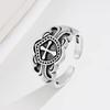 S Nordic Shield Cross Ring for Boys European and American Punk Rock Wide Pasta Ring Silver Jewelry