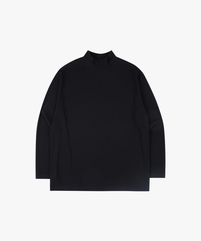 ESN Ribbed Half Turtleneck Knit T-Shirt Black