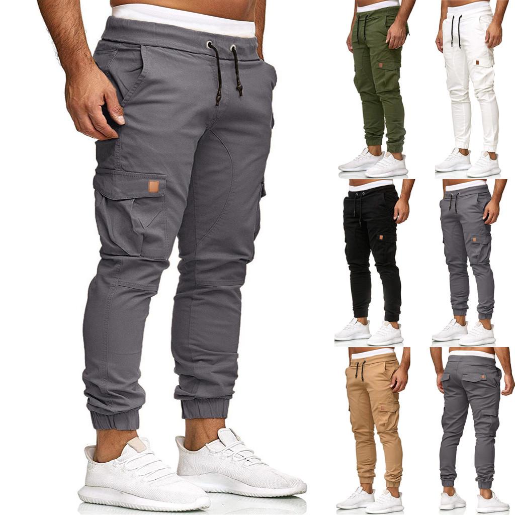 Мужские спортивные штаны, повседневные эластичные спортивные штаны, спортивные однотонные мешковатые брюки с карманами