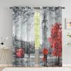 Paris Lover Window Curtain Eiffel Towers Living Room Blackout Curtain For Bedroom Dorm Oil Painting Aesthetic Home Decor 2 Panel