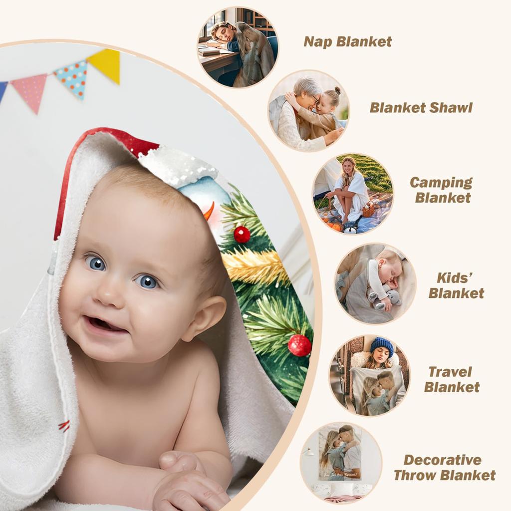 1 шт. Одеяло с принтом «Счастливого Рождества», «Снеговик», Качественное, Мягкое, Теплое, Плед, Зимнее, Детское, Диван, Кровать, Пушистое Покрывало, Новый год