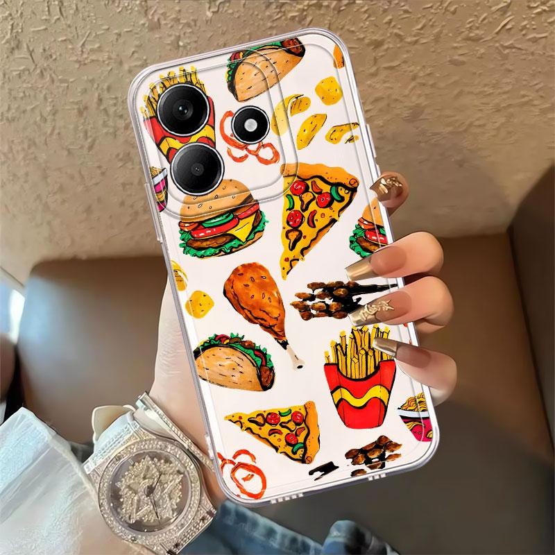 Чехол 'Гурманский Бургер' для Xiaomi Redmi Note 14 Pro Plus Note 13 10S 12S A4 13C 14C 11 12 11S 9 10 Мягкая крышка для телефона