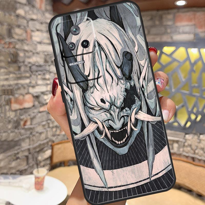 Samurai Oni Mask Case For Xiaomi 14 Ultra 15 13 11T 12T 13T 14T Pro POCO X3 X5 X6 X7 Pro M6 F5 F6 Pro Cover