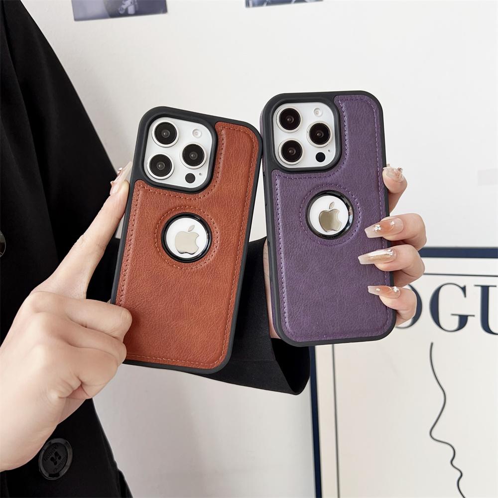 Роскошный Бизнес-чехол из ПУ-кожи и Коровьей кожи для iPhone 17 17Air 11 12 13 14 15 16 Pro Max Plus С отверстием для логотипа Ударопрочная Защитная крышка