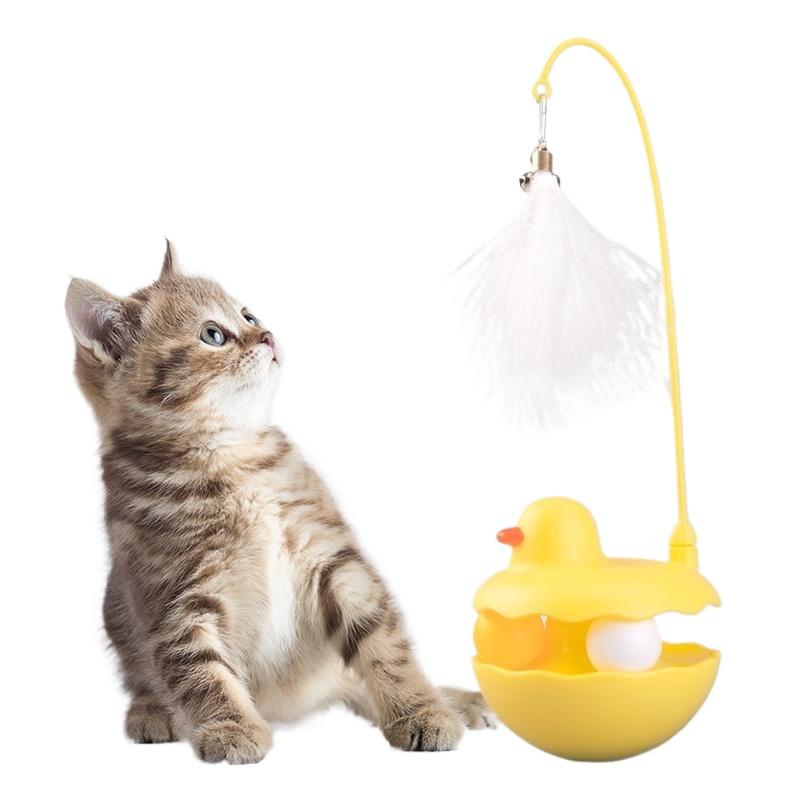 Игрушка-неваляшка для кошек с съемными перьями и колокольчиками - Саморазвлекающая кошачья игровая палочка, легко чистится и собирается