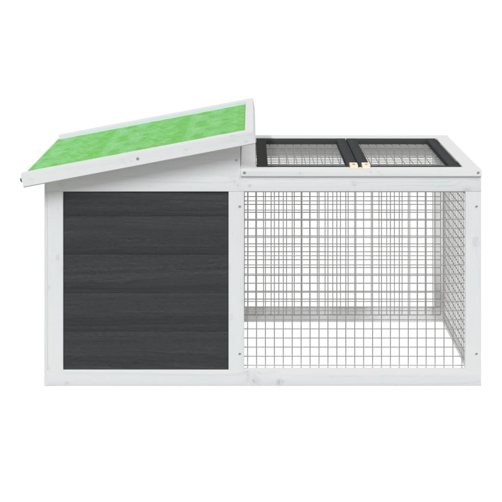 Rabbit Hutch Gray 100.5 x 54 x 55 cm Solid Pine Wood