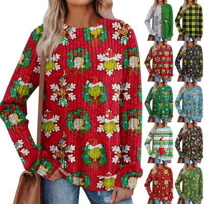 Женский принт Легкий Топ с круглым вырезом из матового хлопка