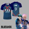 Японское аниме Blue Lock PXG RIN Командная форма Джерси Футболка для футбола 5 на 5 Костюм для косплея Мужские спортивные топы с круглым вырезом