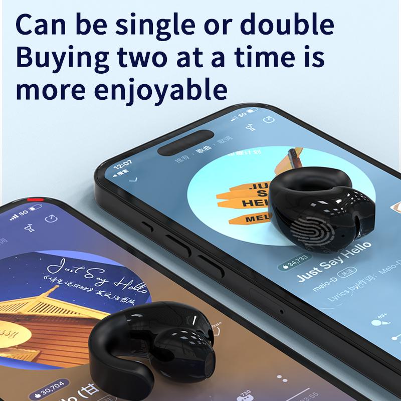 Наушники-клипсы для ушей Беспроводные наушники Bluetooth 5.3 с сенсорным управлением Одинарная гарнитура HiFi стерео спортивные наушники-вкладыши