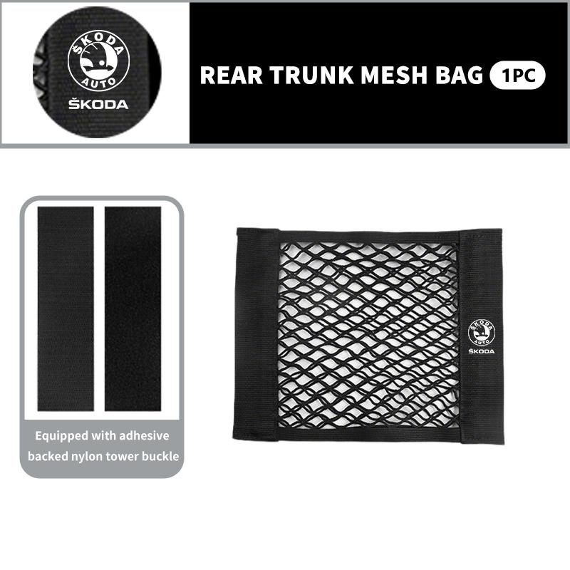 DECL5 For Skoda Car Trunk Net Pocket Mesh Bag Storage Holder Auto Interior Accessories Kamiq Karoq Octavia 2 3 Rapid Scala Kami Fabia