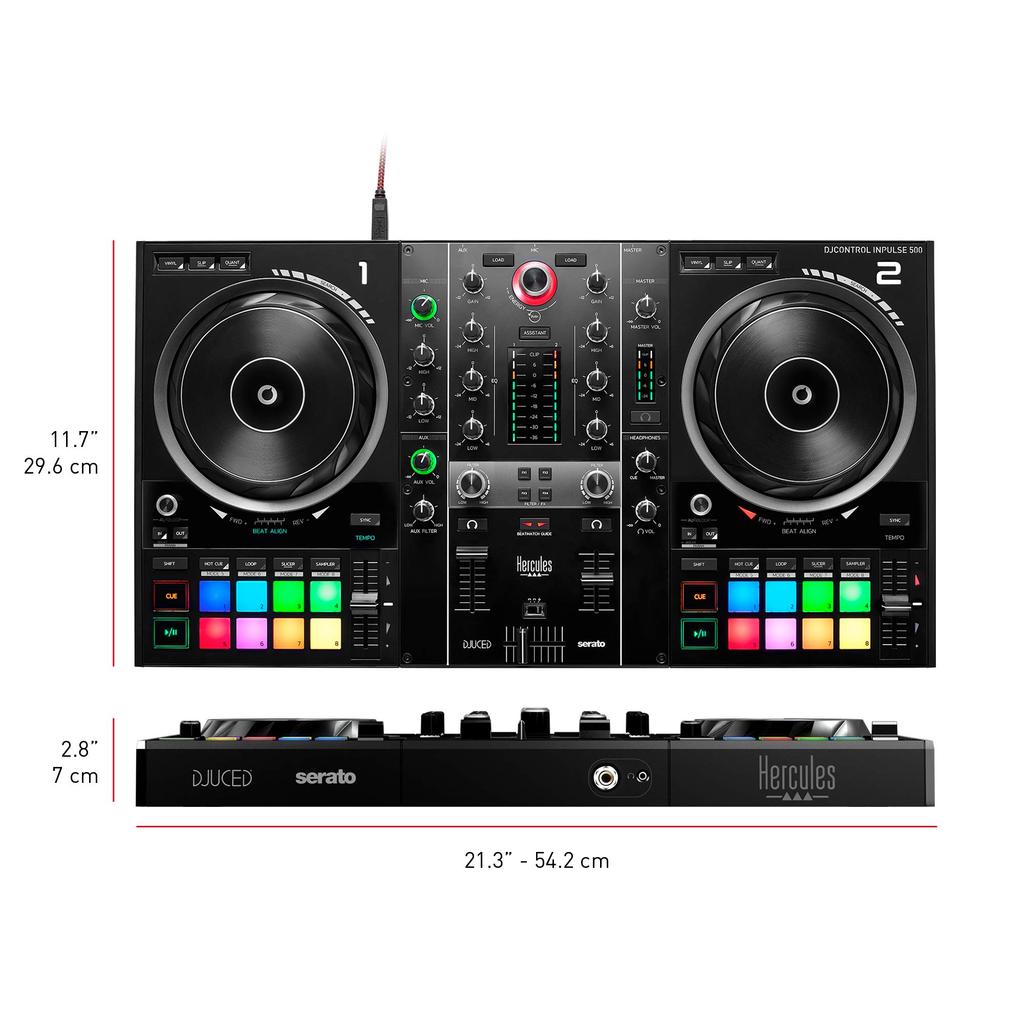 DJControl Inpulse DJ-контроллер для Serato DJ Lite и DJUCED audio 16 больших джог-входов для оборудования выдвижная стойка Hercules 500 2-дека - встроенная
