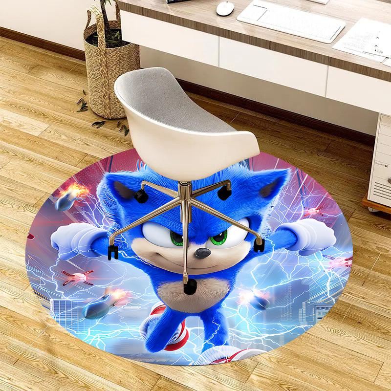 1pc Sonic the Hedgehog movie poster Round carpet, Made of Polyester,Perfect for Decorating Office Chairs, Living Rooms,fplt077