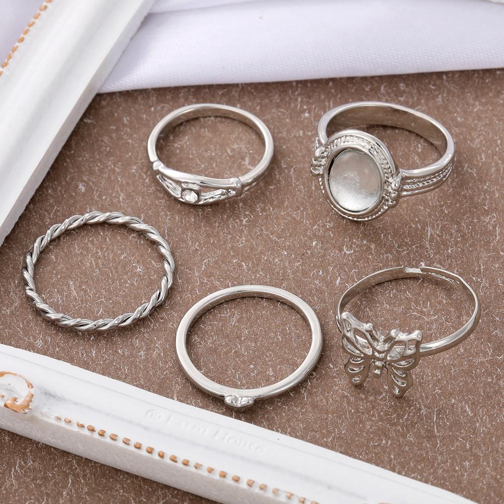 5 шт. ювелирные изделия с инкрустацией бабочкой кольцо с бриллиантом драгоценный камень резьба набор регулировочных колец