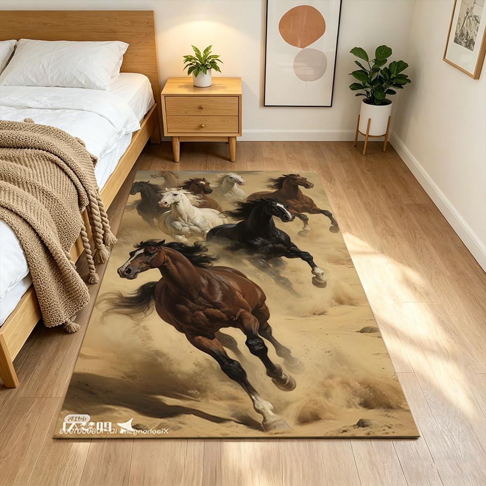 Sunset Horses Running Wild Non-Slip Home Carpet Design for Office Decor Living Room Gift