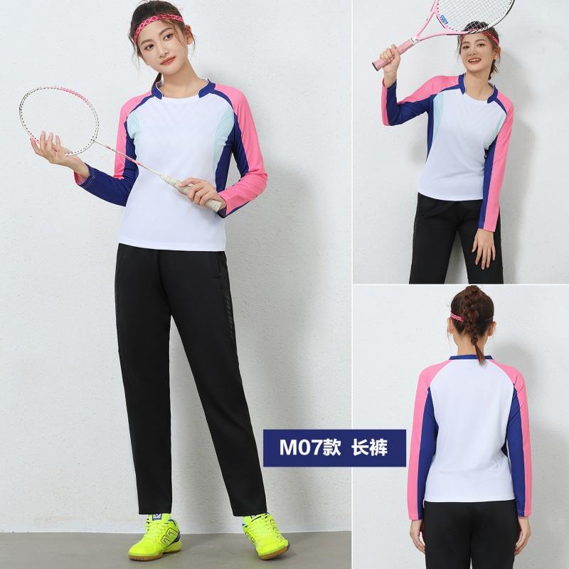 Quick-Dry Breathable Long Sleeve Badminton Set Women Men Winter Sportswear Mesh Top Skort Pants