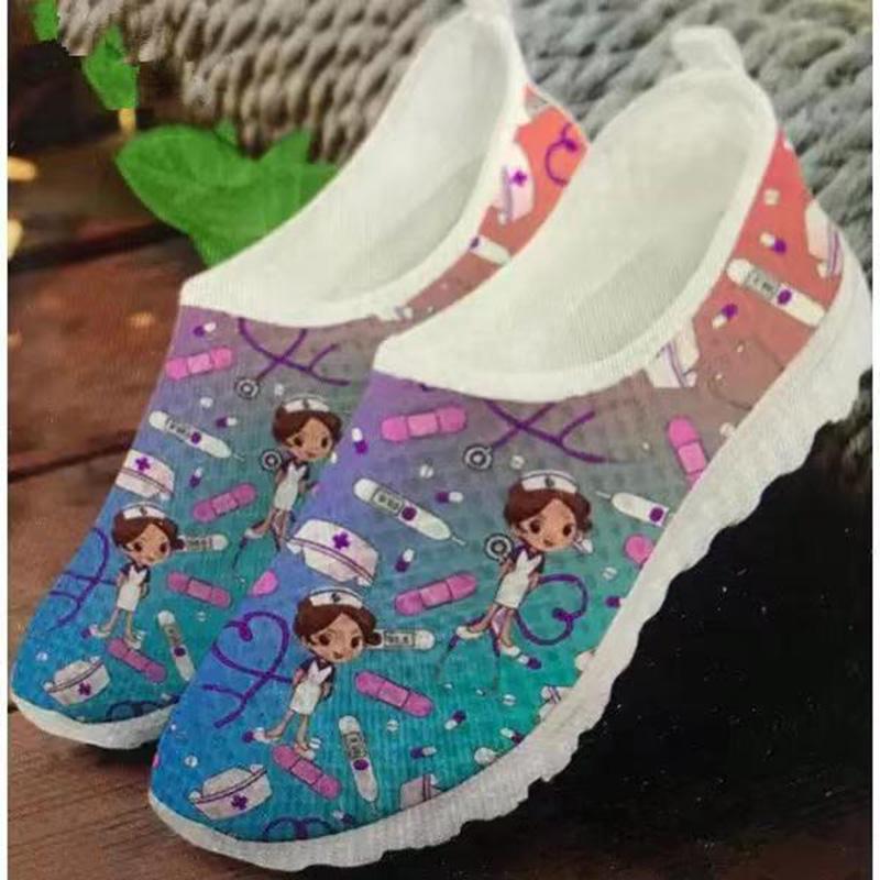 Rimocy обувь для медсестер, женские дышащие кроссовки с принтом, женские легкие слипоны, нескользящая обувь на плоской подошве, женская повседневная спортивная обувь с мягкой подошвой