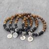 Men Beaded Bracelet Wooden Beads Volcanic Stone Duplex Alloy Tree of Life Buddha Bead Brazelet Healing Yoga String