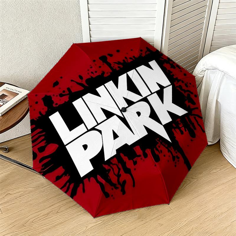 Linkin Park 8 Ribs 3Fold Black Glue Uv Protection Umbrella Sun Protection Rainproof Compact Folding Umbrella For Travel Daily Use C923815