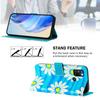Blue Daisy Luxury Painted Leather Case Wallet Book Style Cover for Oppo A72/A52/A92 4G,A36 4G,Reno 8/9,Realme 8/9/10/11/12...