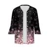 Women's Fashion Loose Casual Printed Three-quarter Sleeve Button Shirt Cardigan Top