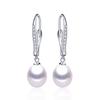 New Real Pearl 925 Sterling Silver Drop Earrings For Women Fashion Zircon Dangle Earrings Natural Freshwater Pearl Jewelry Hot