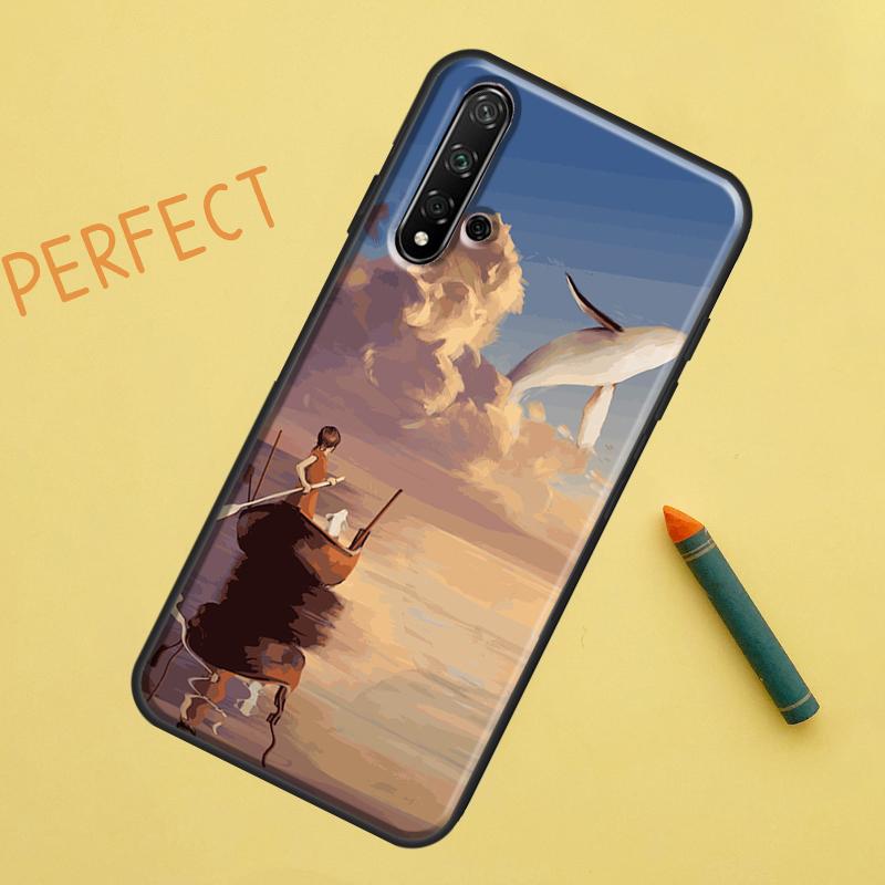 Волшебный чехол 'Летающий кит' для Huawei Nova Y90 Y70 Y61 Y60 9 10 SE Nova 5T 11i 8i 7i 3i P20 P40 P30 Lite P60 Pro