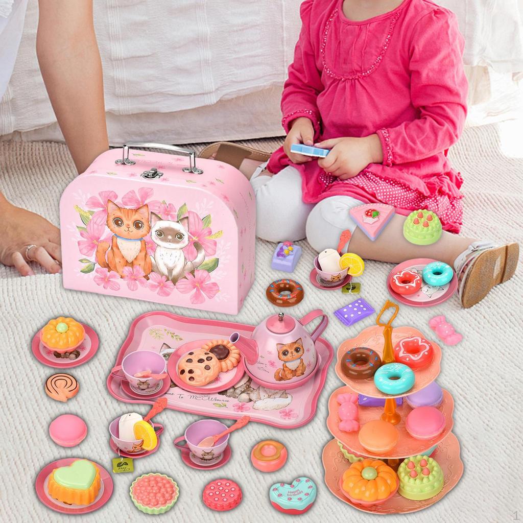 Игровой набор для послеобеденного чая, праздничный набор, десертные игрушки, ролевые игры для детей