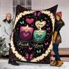 1pc Faith Love Candles Outdoor Flannel Blanket Soft All Season Polyester Throw , Perfect for Picnics & Travel , Picnic Accessory