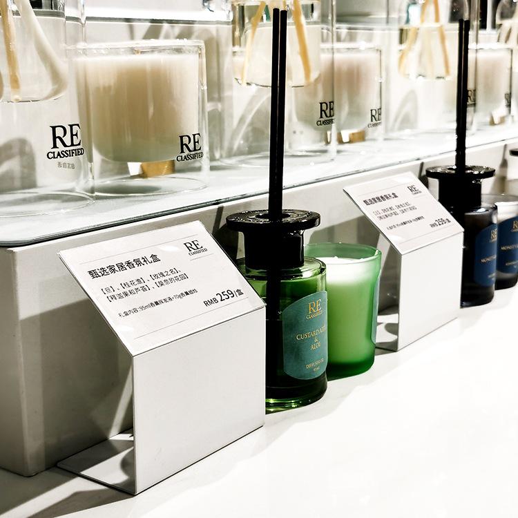 Акриловая металлическая бирка-ценник, дисплей-знак для мебели и вин.