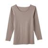 Gunze Kirei Labo Warm Cotton Long Sleeve Veil Size L Innerwear, Seamless, Blend, Thick, Brushed, Warm, Innerwear, KL9946R, Women's, Brown,