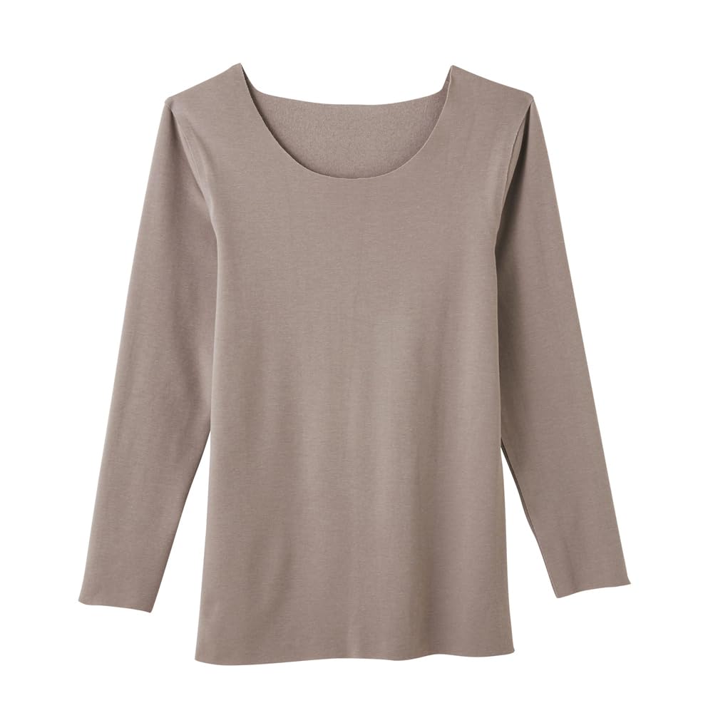 Gunze Kirei Labo Warm Cotton Long Sleeve Veil Size L Innerwear, Seamless, Blend, Thick, Brushed, Warm, Innerwear, KL9946R, Women's, Brown,
