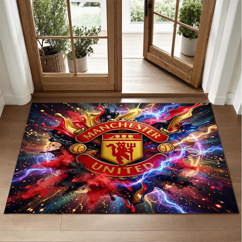 Manchester United Design Crystal Velvet Rug Soft Decorative Mat for Bedroom Entrance