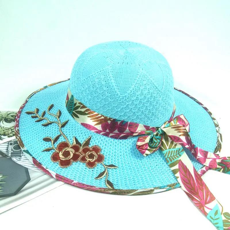 Женская шляпа от солнца, тонкая складная шляпа от солнца соломенной шляпой на весну и лето с защитой от ультрафиолета