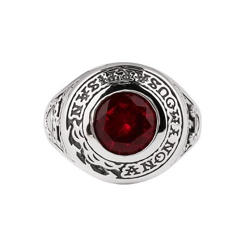Anonymous Artisan Oldschool Officer Ring - Red Stone