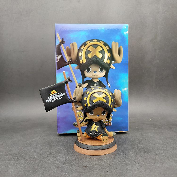 9 см Фигурка One Piece Аниме Чоппер с Флагом Фигурка Действия Кукла Модель Игрушки ПВХ Статуя Коллекция Украшение для Автомобиля Подарки для Детей